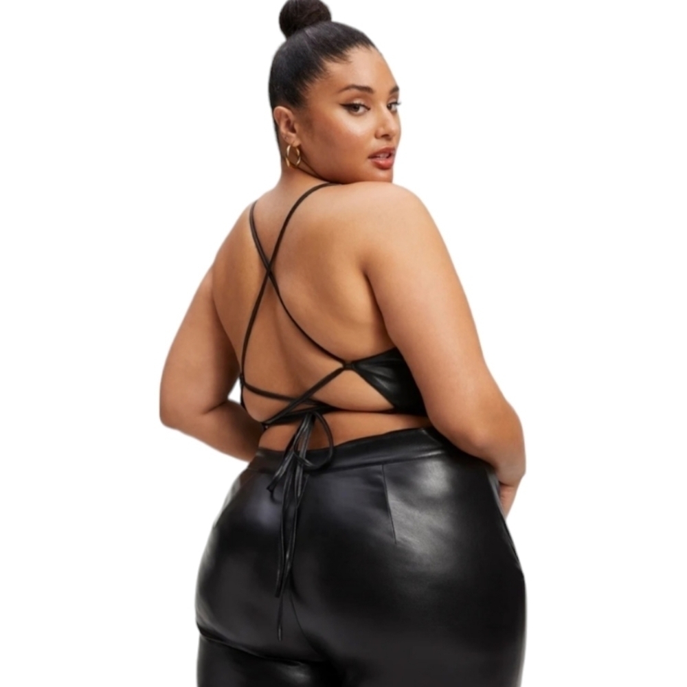 NWT Good American Vacay Faux Leather Jumpsuit Size 8 (5XL) - Picture 3 of 4